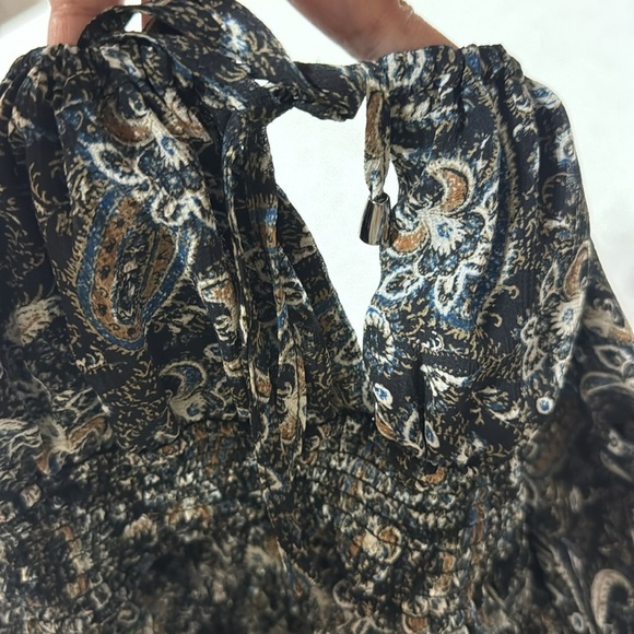 Free People Santiago Bohemian Sheer Paisley Long Frayed Sleeve Blouse XS Women - Picture 9 of 11